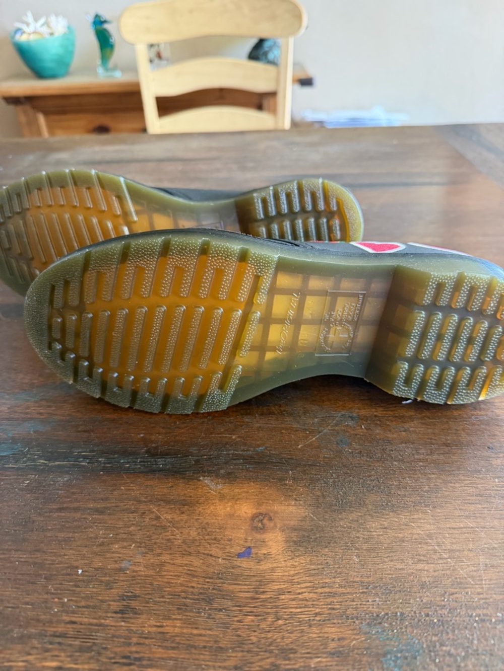 Dr. Martens Black Leather Lace-Up Flats with Red Sequin Hearts - Picture 4 of 6